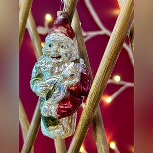 Hand Blown Mercury Glass German Ornament Vintage Jester Clown with Banjo